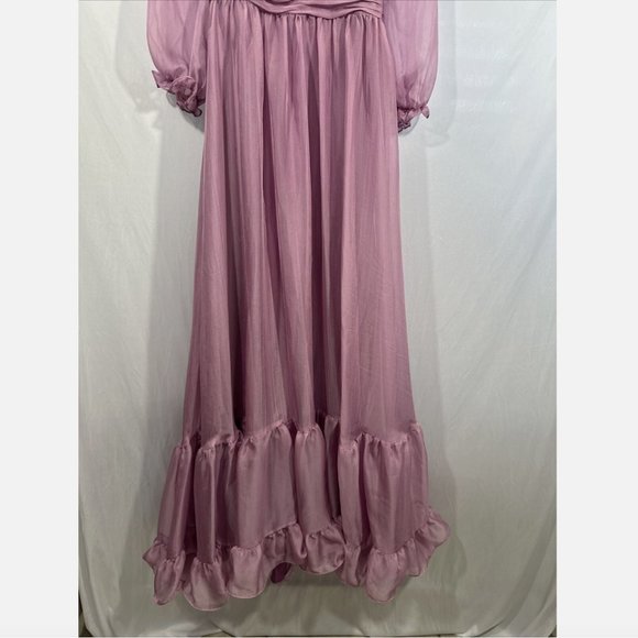 NWD Mac Duggal [ 10 ] Chiffon‎ Ruched Illusion Raglan Sleeve Ruffled Gown Q578 - Picture 9 of 16